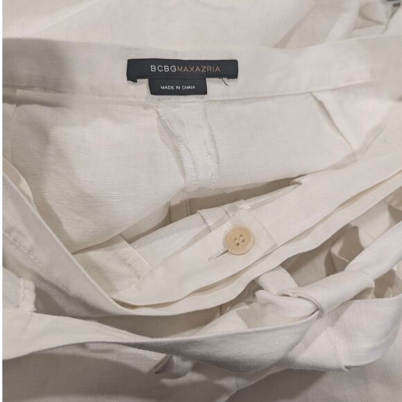 BCBGMAXAZRIA White Linen Cotton Wrap Pants Size 8 - Picture 5 of 6